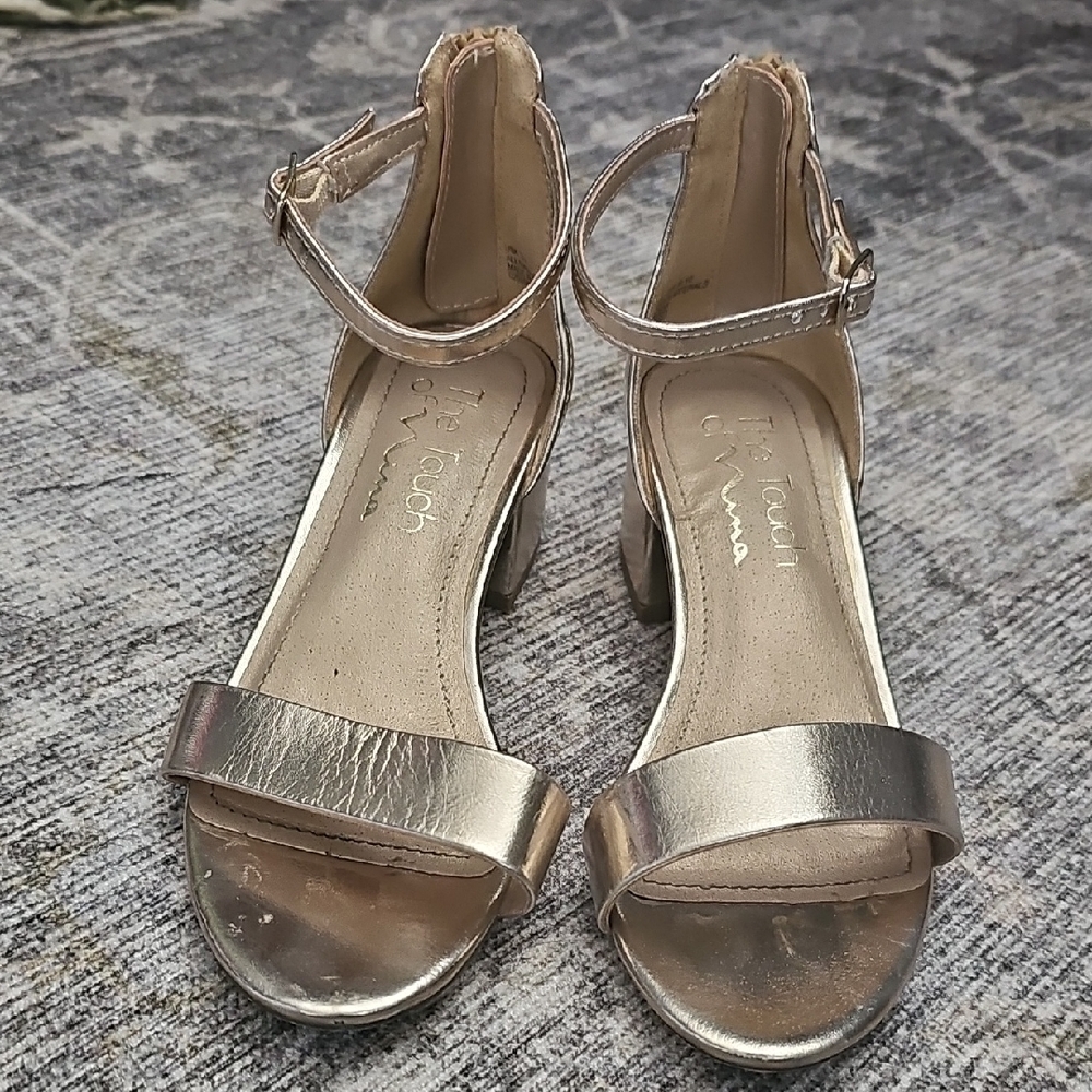 The Touch Gold Ankle Strap Sandals - Picture 2 of 7
